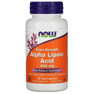 ราคาพิเศษ!!ALA อัลฟ่า ไลโปอิก  Alpha Lipoic Acid Extra Strength, 600 mg, 60 Veg Capsules, Grape seed Extract &amp; Bioperine