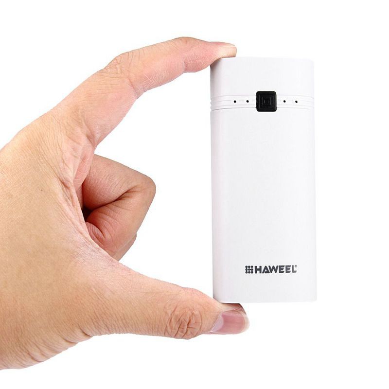 แบตเตอรี่สำรอง DIY 2x18650 Batteries Power Bank with LED Flashlight Shell Box 5600mAh Battery Not Included (White)