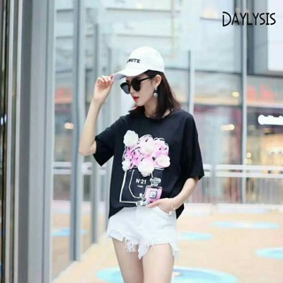   Chanel Perfume Flowers Top Koreastyle เสื้อยืดเกาหลี ลายน้ำหอมชาแนลติดดอกไม้