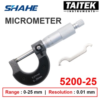 SHAHE 5200-25 ไมโครมิเตอร์วัดความหนาชิ้นงาน Precision Gauge Caliper Outside Micrometer | 0 - 25 mm