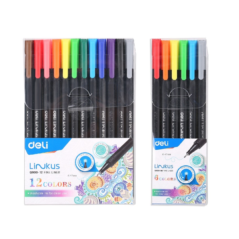 ปากกาหัวเข็ม ชุดปากกาสี ไฟน์ไลน์เนอร์ Deli Q900 (1 แพ็ค)  [S24]