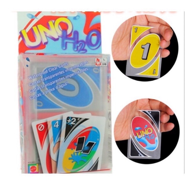ไพ่ UNO H2O พลาสติกสีใส กันน้ำ ไพ่อูโน่สุดฮิตตลอดกาล เป็นเกมส์ไผ่ที่เล่นง่ายWaterproof cards