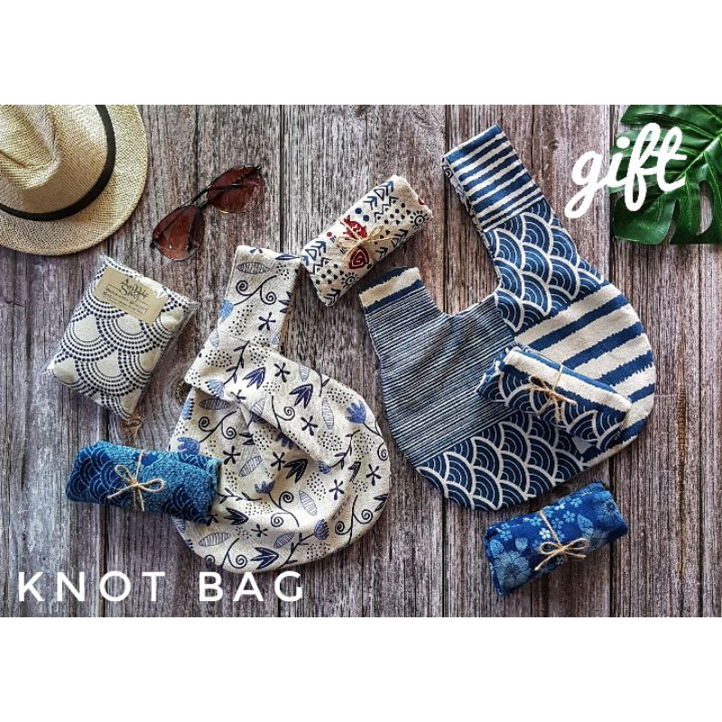 JAPANESE KNOT BAG ถุงผ้าฝ้ายสไตล์ญี่ปุ่น สุดคุ้ม !1 ใบใช้ได้ 2 ด้าน