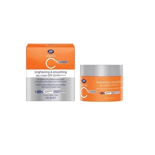 Boots Vitamin C ADVANCED Brightening &amp; Smoothing Day Cream / Night Cream SPF20 PA++++ - 50 ml. บู๊ทส์ วิตามิน ซี