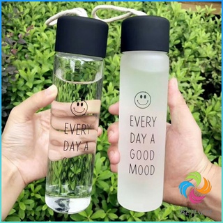 Bensen ขวดแก้วใส่น้ำดื่มพกพา กระบอกใส่น้ำ  350 ml  มีสายคล้องมือ พกพาสะดวก  Portable glass