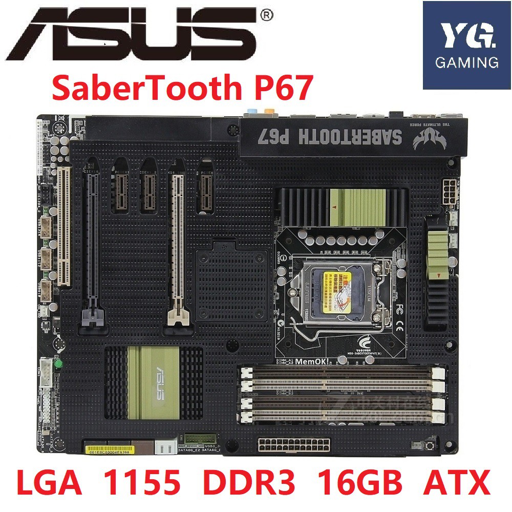 Asus SaberTooth P67 เมนบอร์ดเดสก์ท็อป P67 ซ็อคเกต LGA 1155 i3 i5 i7 DDR3 32G ATX UEFI BIOS เมนบอร์ดมือสองของแท้