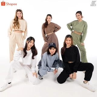 Expogarment เสื้อครอปแขนยาว โอเวอร์ไซส์ เอิร์ธโทน Earthtone Oversize Crop ครอป เอวลอย แขนยาว คอกลม ผ้าคอตตอน