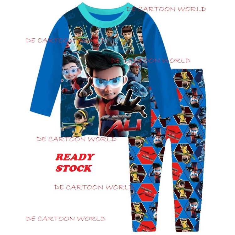 CARTOON EJEN ALI LONG SLEEVE PANT BOY COTTON Pijamas SET/PAJAMAS BAJU TIDUR BUDAK LELAKI