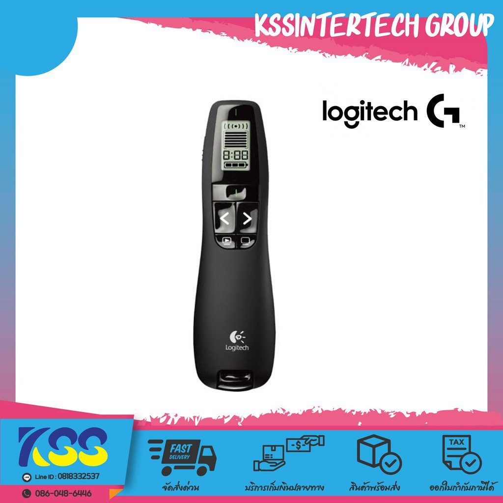 Logitech R800 Wireless Presenter Laser Pointer- Black (เลเซอร์สีเขียวชัดเจน ใช้งานกับจอLCD, LED) รับ