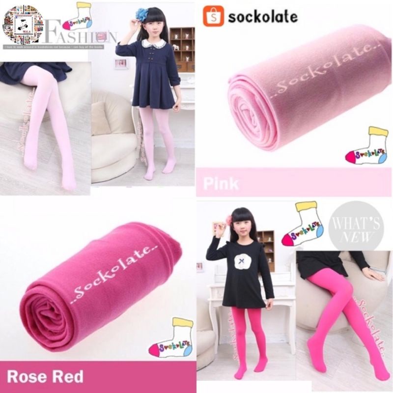 ถุงน่องเด็ก สีชมพูอ่อน/สีชมพูเข้ม ถุงน่องเนื้อหนาแบบเต็มตัว สำหรับสาวน้อยวัย 3-12 ขวบ