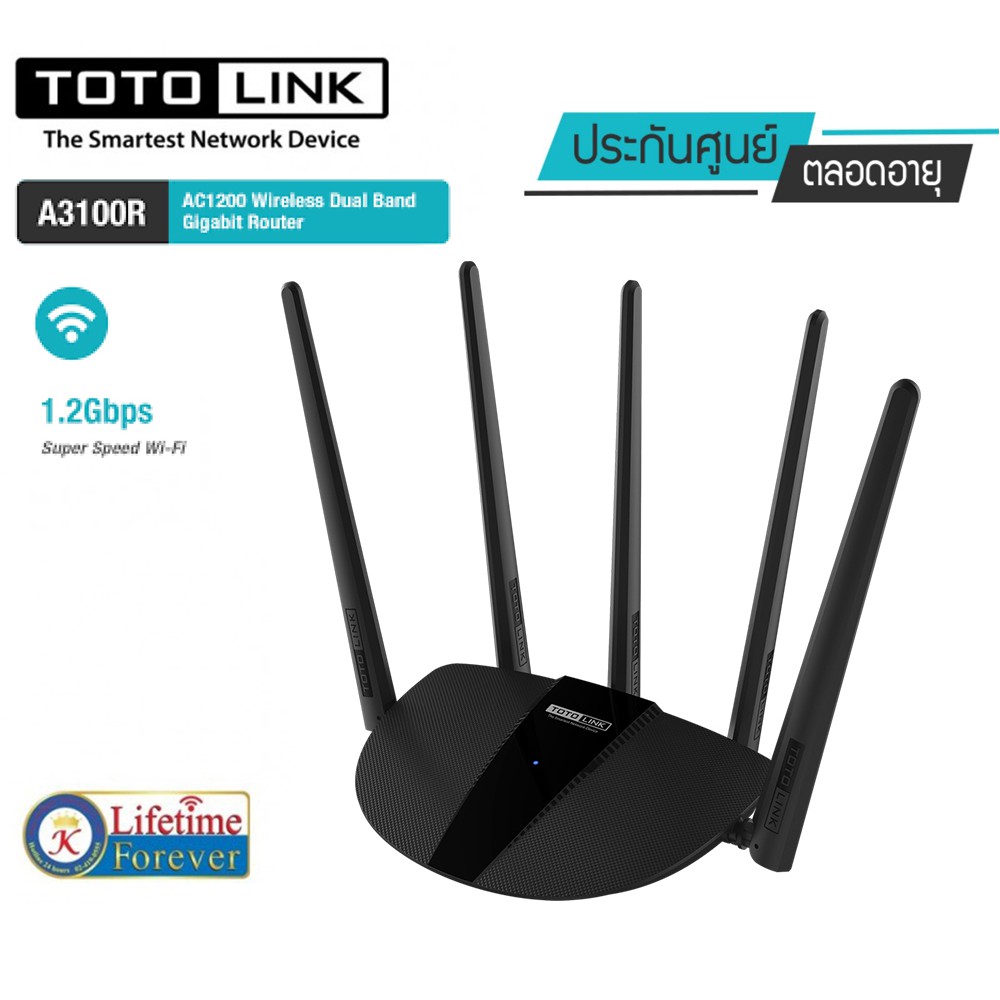 Router TOTOLINK รุ่น A3100R AC1200 Wreless Dual Band Gigabit Router (ประกันศูนย์ตลอดอายุการใช้งาน)