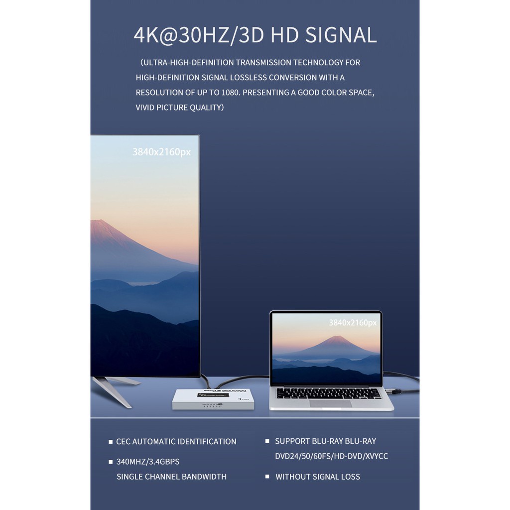 DTECH รุ่น VD041A : HDMI Splitter 1x4--3D ระดับ4Kx2K
