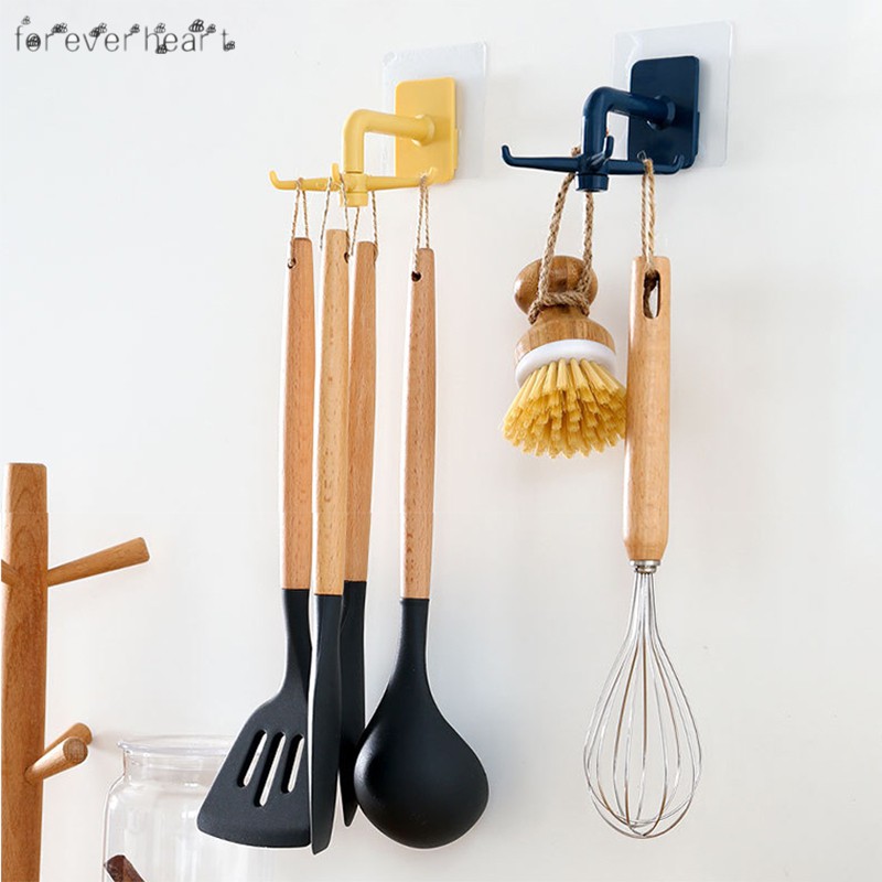 Punch-free Rotatable Hook Kitchen Storage Rack Small Items Wall Hangers ...