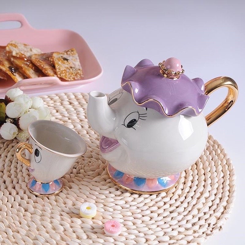พร้อมส่ง set A เซ็ตถ้วยชงชาโฉมงามกับเจ้าชายอสูร เซ็ตกาน้ำชาน่ารัก Mrs.potts and Chips tea set.
