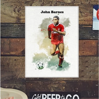 โปสเตอร์ ผ้าแคนวาส John Barnes Liverpool จอห์น บาร์นส์ ตำนาน นักเตะ ลิเวอร์พูล ภาพวาด ศิลปะ นักบอล นักฟุตบอล