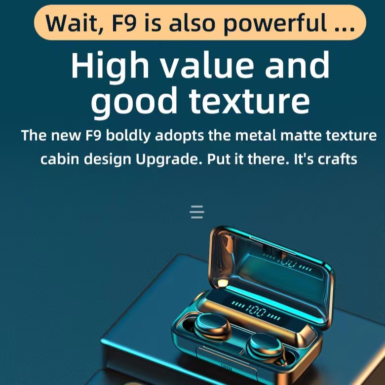 ใหม่ล่าสุด❗️TWS F9-5 หูฟังบลูทูธ หูฟังไร้สาย ตัดเสียงรบกวน มาพร้อมกล่องแบตเตอรี่ขนาด 2000mAh