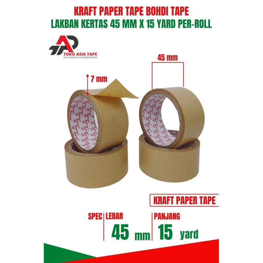 เทปกระดาษ KRAFT 45MM X 15 YARD BODHI TAPE 1 ม้วน