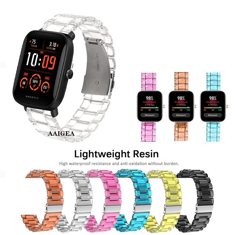 สายนาฬิกาข้อมือเรซิ่นใส น้ําหนักเบา 20 มม. สําหรับ Huami Amazfit Bip 3 Pro Lite S U Pop GTS4 GTS3 GT