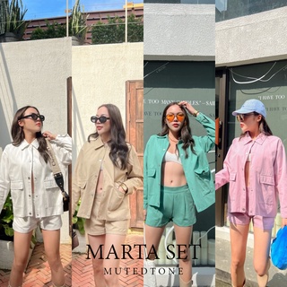 Mute - Marta set ชุดเซ็ต 2ชิ้น เสื้อเเจคเกต แขนยาว +กางเกง ผ้า Light denim กันหนาว เสื้อไปเที่ยวเหนือ