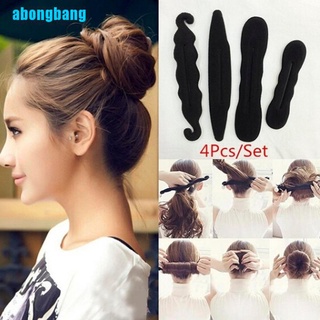 Abongbang 4 ชิ้น / เซต เครื่องมือทําผม แบบบิด โดนัท บิด เครื่องประดับผม จัดแต่งทรงผม