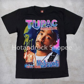 เสื้อยืดโอเวอร์ไซส์เสื้อยืดวงสีดำ TUPAC TDM 1804 HotandrockS-3XL