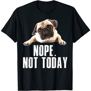 เสื้อตราหานคู่ - NopeDogTshirtNotTodayปั๊กสําหรับแม่พ่อTshirtGildan