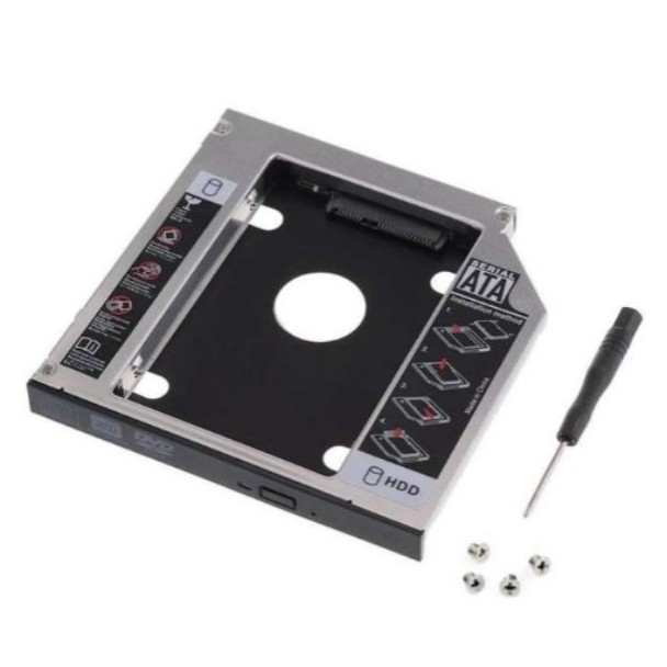 ถาดแปลง ใส่ HDD SSD ในช่อง DVD Notebook 12.7mm Universal SATA 2nd HDD SSD Hard Drive Caddy