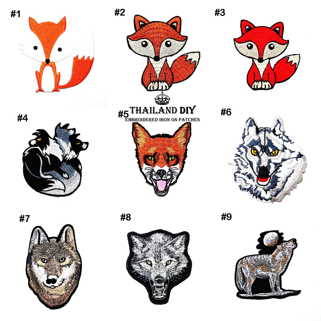 ตัวรีดติดเสื้อ🐺 การ์ตูน น่ารัก สุนัขจิ้งจอก จิ้งจอก หมาป่า Wolf Fox Patch WOP งานปัก DIY ตัวรีด อาร์ม ตัวรีดติดเสื้อผ้า