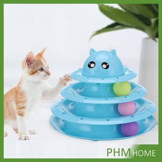 บอลในรางตาใส  ของเล่นแมว  รางบอล 4 ชั้น   Cat play plate