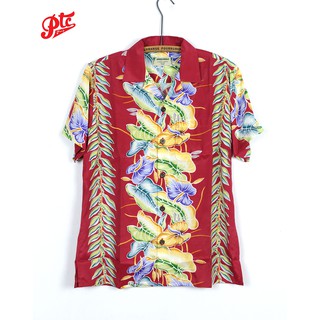 เสื้อฮาวาย KAMEHAMEHA CLASSIC ANTHURIUM RED ผ้าเรยอน 100%