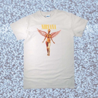 เสื้อยืดผ้าฝ้ายเสื้อท็อป Nirvana In Utero Angel Clic Gildan สีขาว สําหรับผู้ชาย และผู้หญิงL XL  XXL 3XL