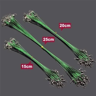 สายลวดเหล็ก ป้องกันการกัด ด้านหน้า 5 ชิ้น พร้อมสายเบ็ดตกปลา 15 20 25 ซม.
