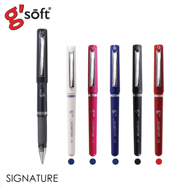 ปากกาเจล SIGNATURE g'soft  1.0 (ราคาต่อ 1ด้าม) ขอสงวนสิทธิ์ในการเลือกสีด้ามน้ำเงิน