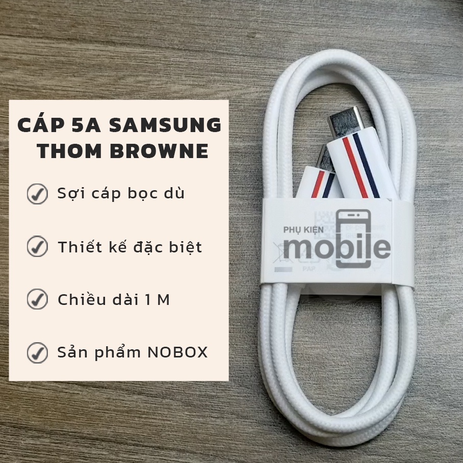 สายชาร์จเร็ว Samsung 5A THOME BROWNE แท้ หุ้มร่ม ยาว 1 เมตร ปลาย C 2 แบบ