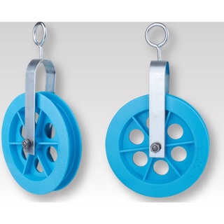 รอกเชือก PVC 7" สีฟ้า ตรา Yokomo รอกชักน้ำ รอกดึงปูน PVC 7" Pulley wheel รอกดึงของ รอกเชือกยกของ รอกยกของ T1918