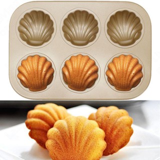 ส่งจากไทย พิมพ์ขนมอบ รูปหอย 6 ชิ้น Non-stick Shell Mould