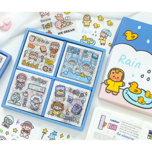พร้อมส่ง สติ๊กเกอร์100แผ่น พร้อมกล่อง รุ่น ST-6026 Sticker วาชิ น่ารักกันน้ำ สําหรับตกแต่ง ไดอารี่ สติ๊กเกอร์ไดคัท