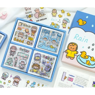 พร้อมส่ง❗❗ สติ๊กเกอร์100แผ่น พร้อมกล่อง รุ่น ST-6026 Sticker วาชิ น่ารักกันน้ำ สําหรับตกแต่ง ไดอารี่ สติ๊กเกอร์ไดคัท 🧡