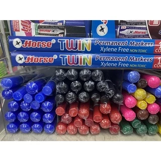ปากกาเคมี ตราม้า Horse 2 หัว [แพค1ด้าม] ลบไม่ออก หัวกลม/หัวตัด ในด้ามเดียว 2-5มม. หมึกเติมปากกา ลบไม่ออก US.Station