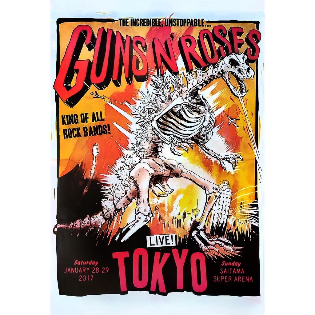 โปสเตอร์ คอนเสิร์ต วงดนตรี ร็อค Guns N’ Roses live in TOKYO POSTER 24”x35” Inch American Hard Rock Heavy Metal