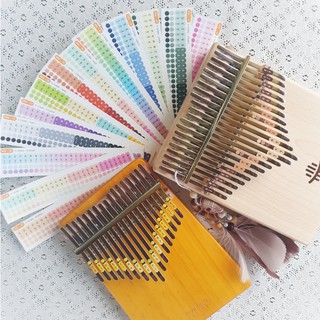 สติ๊กเกอร์ติดคาลิมบาจัดสีหวาน จุดไข่ปลาหลากสี แบ่งตาม Octave เสียง (Kalimba sticker) คาลิมบ้า สติ๊กเกอร์