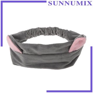 [Sunnimix] ผ้าขนหนูที่คาดศีรษะหูแมวน่ารักสําหรับอาบน้ําสปาสีเทา