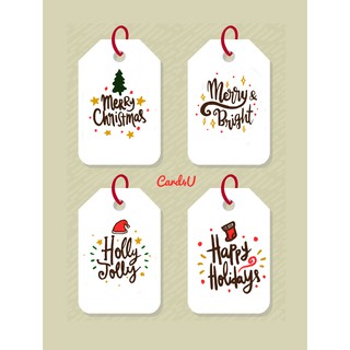 (Pack 50) ป้ายกระดาษ Gift Tag "Christmas &amp; New Year" ติดของขวัญ