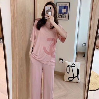 🍁F09A🍁ชุดนอน เซ็ต 2 ชื้น เสื้อ+กางเกง ผ้าคอตตอน Free Size