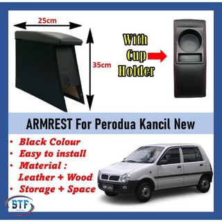 Perodua Kancil ที่วางแขน 850 กล่อง พร้อมที่วางเครื่องดื่ม PVC สีแดง Line Lampu Bulat