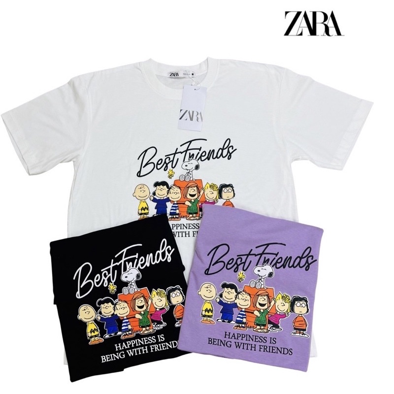 พร้อมส่ง เสื้อยืดงานป้าย zara ลายใหม่ snoopy น่ารักมาก
