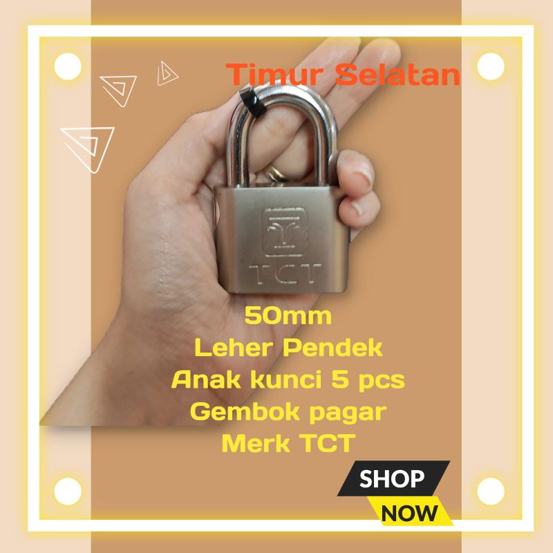 กุญแจรั้วขนาดใหญ่ 50 มม. คอสั้น TCT W TWW50. รูปทรงกุญแจ W