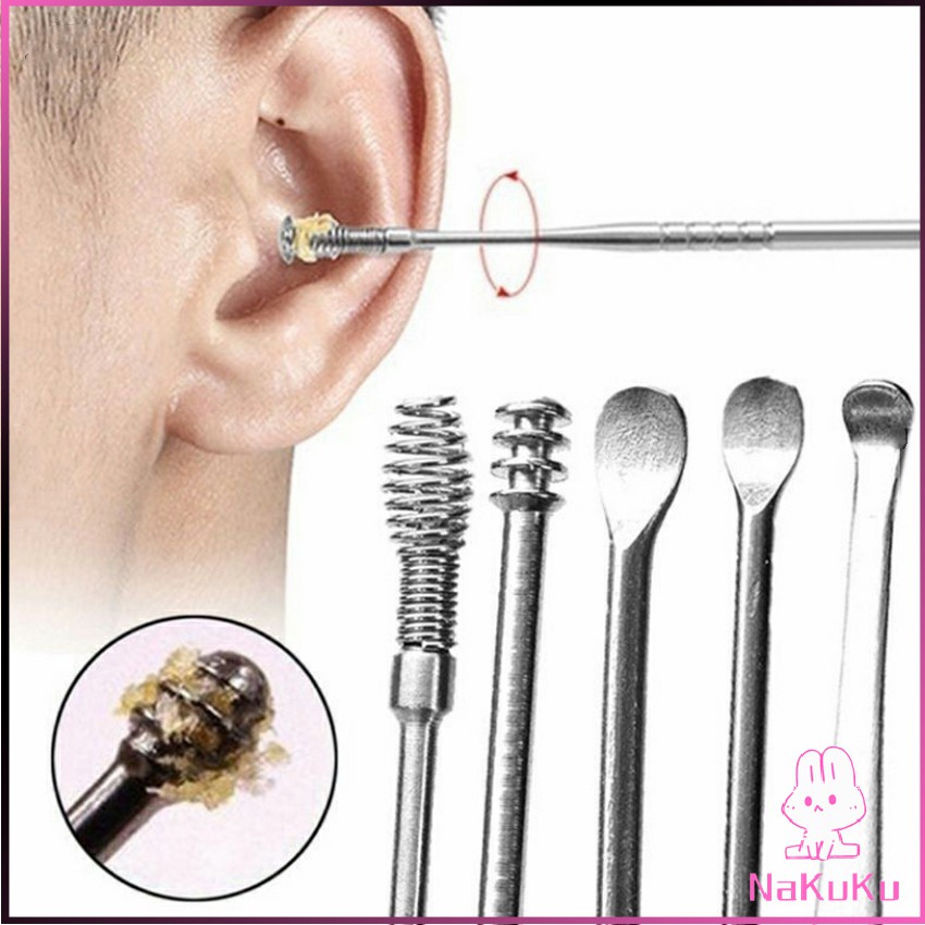 NKK ชุดไม้แคะหู พร้อมกล่องใส่ คุณภาพดี  วัสดุสเตนเลส  ขนาดสามารถพกพา Ear picking set