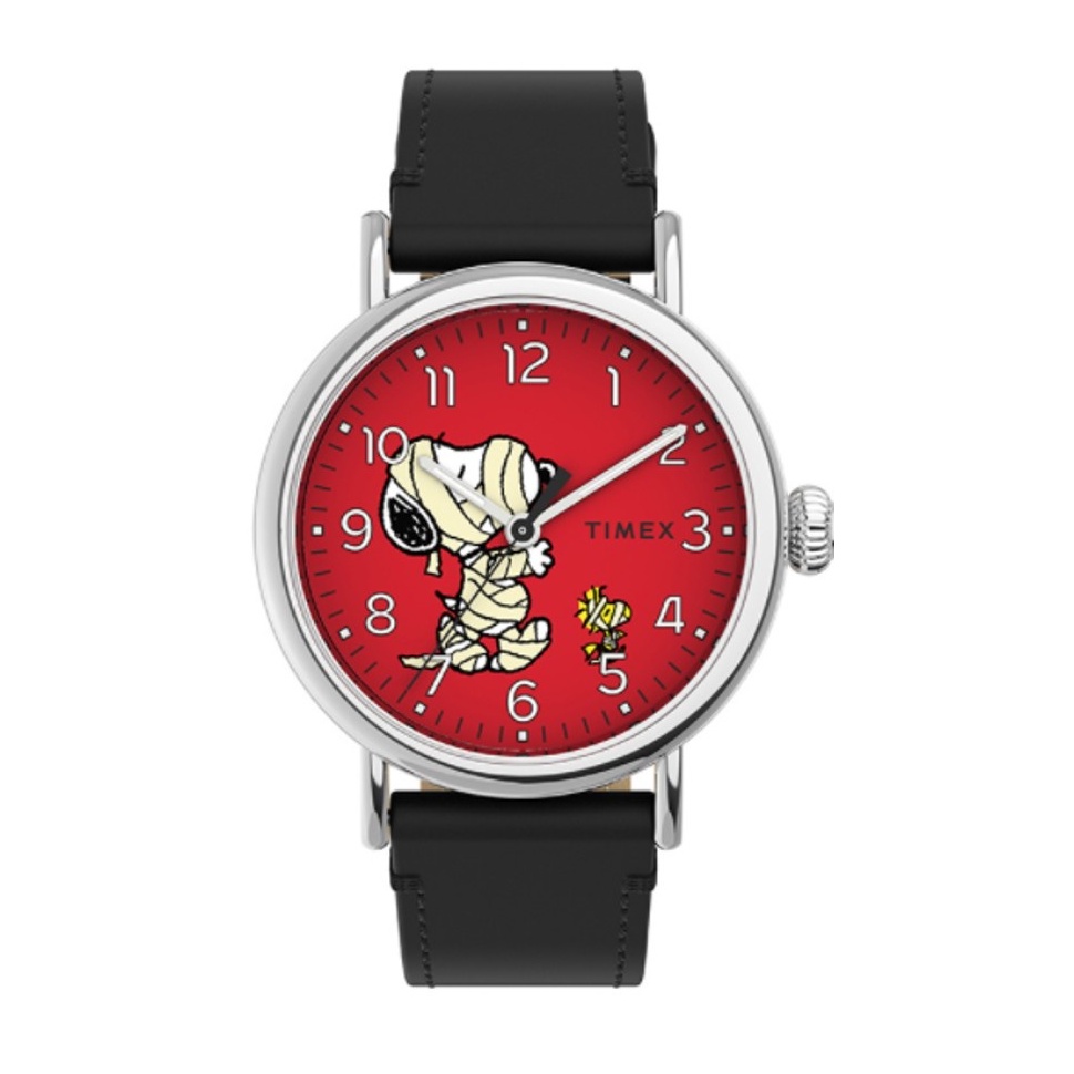 Timex TW2U86000 Standard x Peanuts Featuring Snoopy Halloween นาฬิกาข้อมือผู้ชาย สีดำ หน้าปัด 40 มม.
