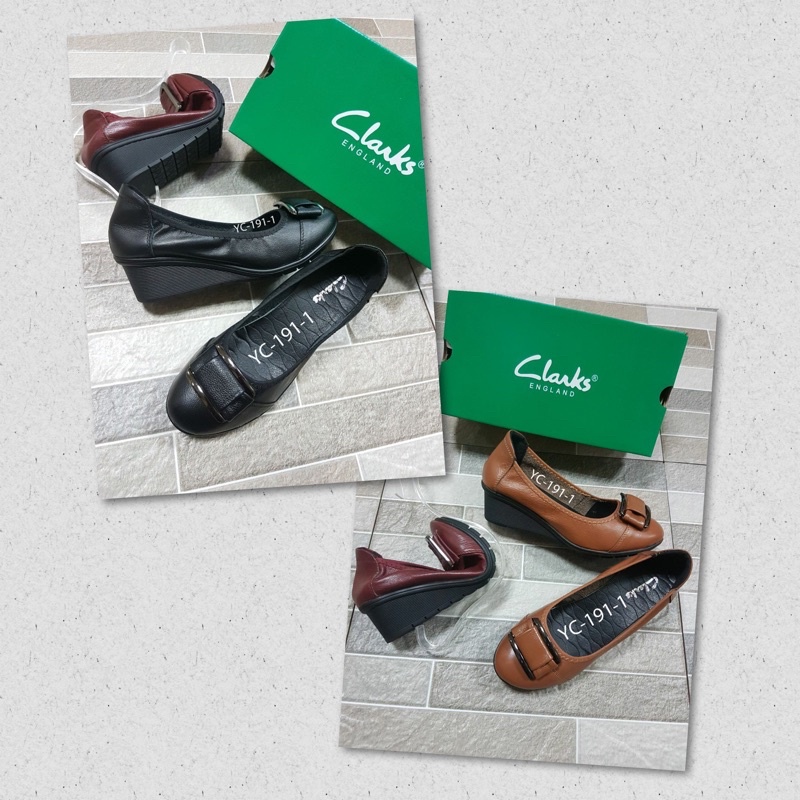 Clarks YC-191-1 Belt Wedges / Clark / Wedge / Leather Shoes / Leather Wedges